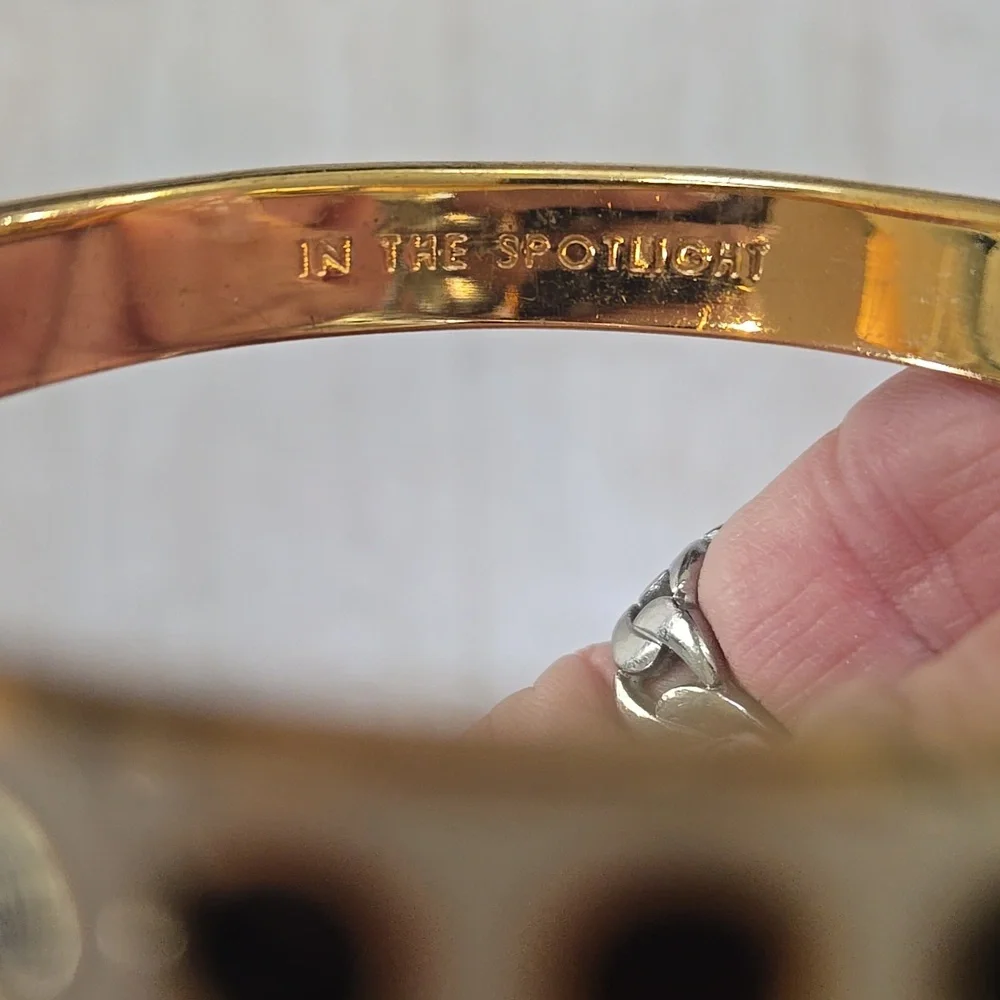 Kate Spade New York "In the Spotlight" Black/Cream/Gold Enamel Bangle Bracelet - Picture 3 of 8